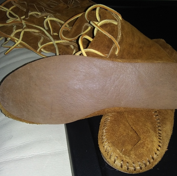 Suede Fringe tie up shoes burnt sienna - Picture 8 of 9